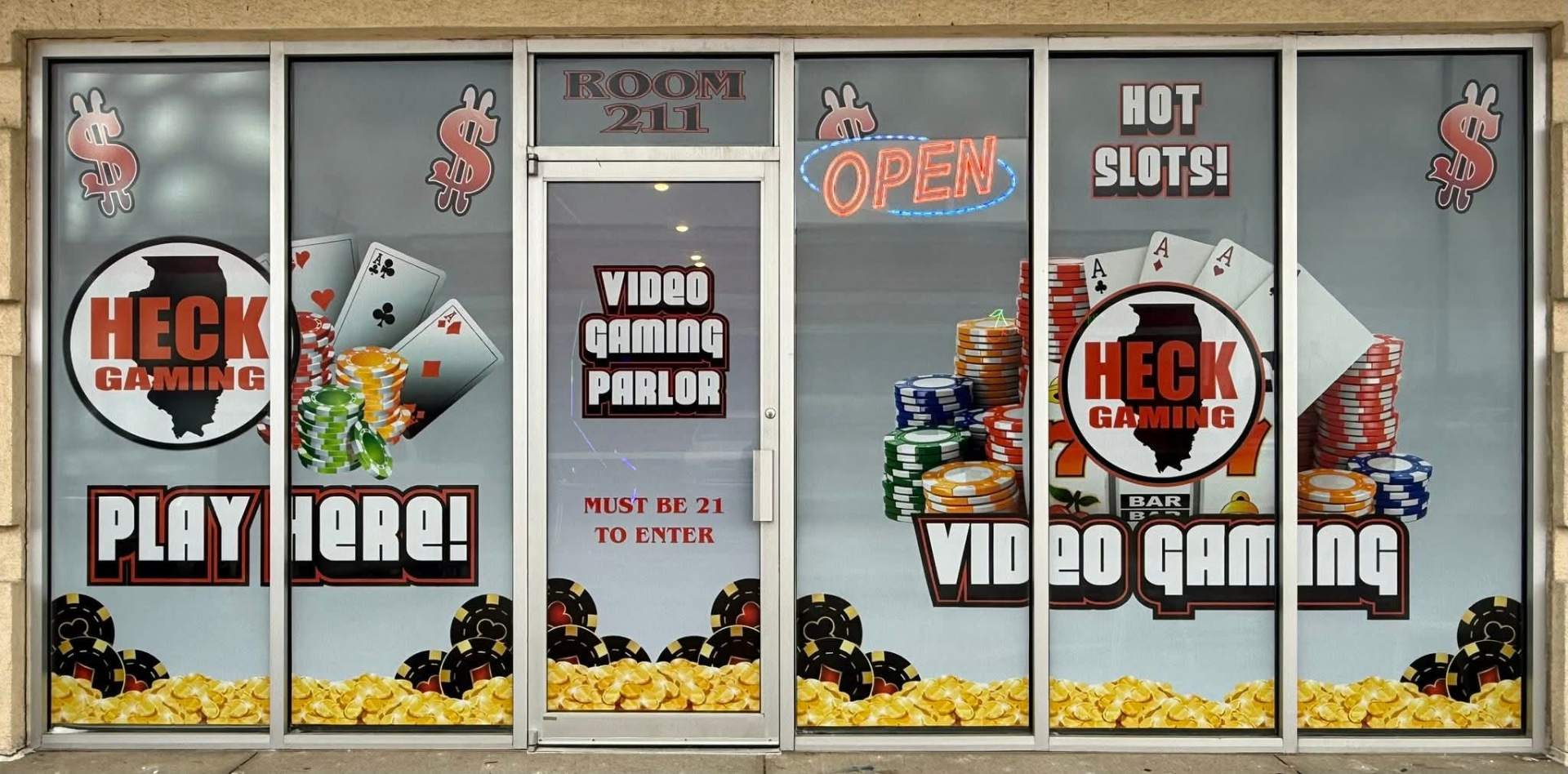 Heck Gaming video gaming parlor storefront — Room 211